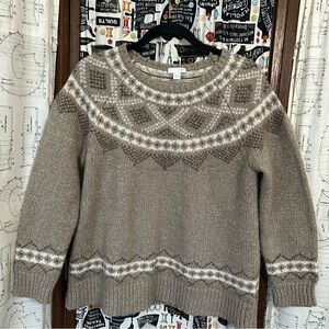 J. Jill Taupe and Cream Patterned Sweater